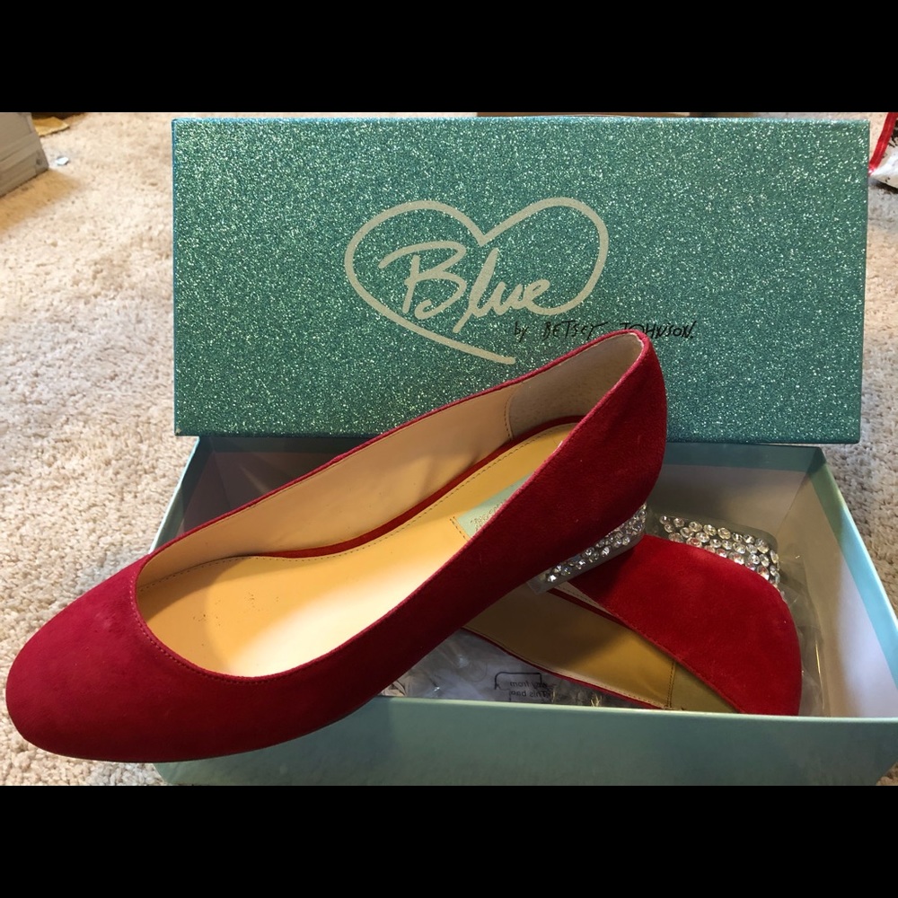 Betsy Johnson red shoes with bling heels